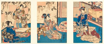 Grinding Ink for Writing a Letter of Reply, Inspired from the Inaka Genji, 1851 by Utagawa Kunisada